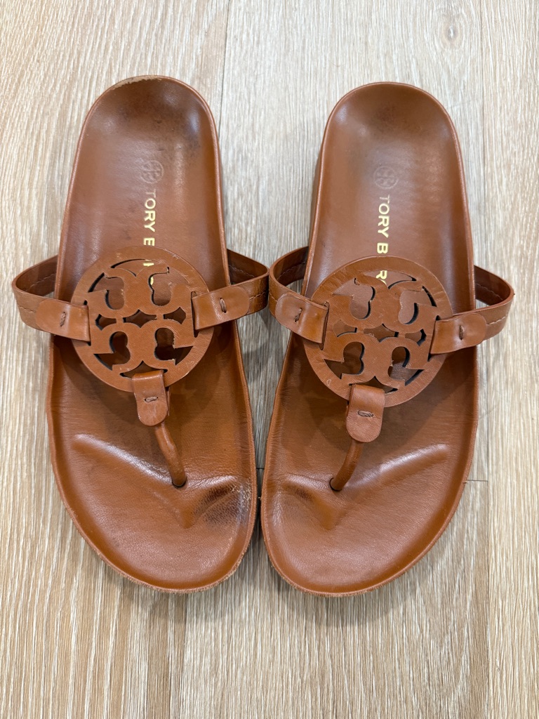 Tory Burch Brown Leather Miller Thong Sandals